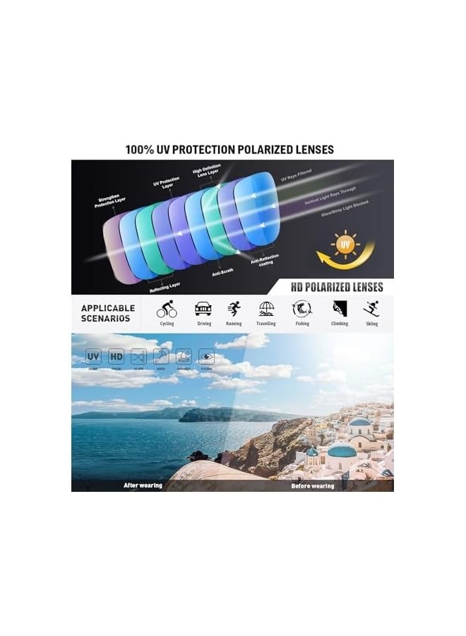 بروماس النظارات الشمسية المستقطبة الطيار للرجال النساء الصيد القيادة المشي لمسافات طويلة خفيفة الوزن TR90 الإطار UV400 حماية مربع خمر نمط نظارات الشمس حماية من الأشعة فوق البنفسجية - Image 4