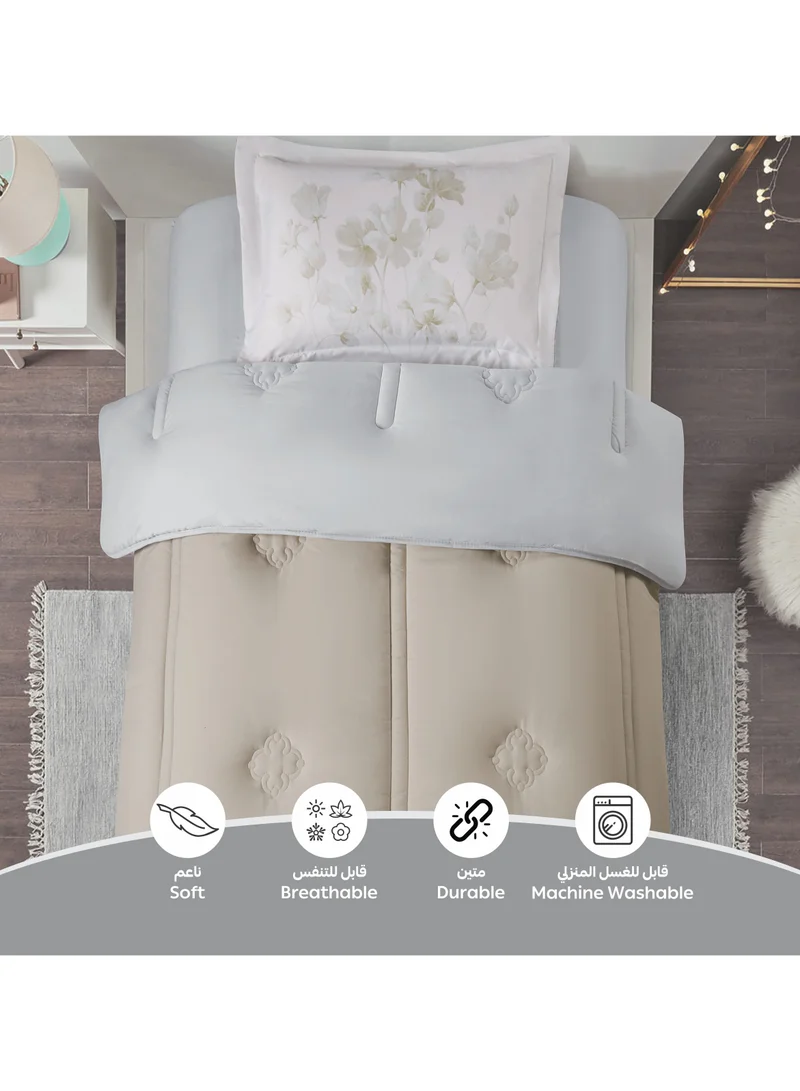 Donetella Bedding Comforter Set, Single Size 170x230 cm - 2-Pcs Digital Print Quilted Bed Set, Microfiber Fabric - 1 Comforter And  1 Pillow Sham