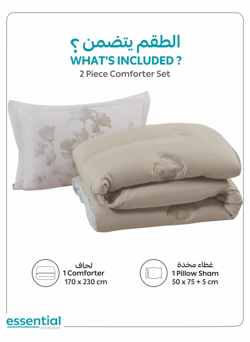 Donetella Bedding Comforter Set, Single Size 170x230 cm - 2-Pcs Digital Print Quilted Bed Set, Microfiber Fabric - 1 Comforter And 1 Pillow Sham