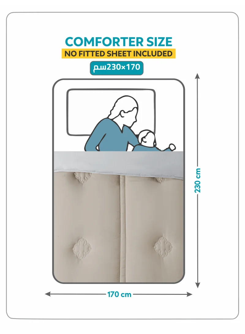 Donetella Bedding Comforter Set, Single Size 170x230 cm - 2-Pcs Digital Print Quilted Bed Set, Microfiber Fabric - 1 Comforter And 1 Pillow Sham