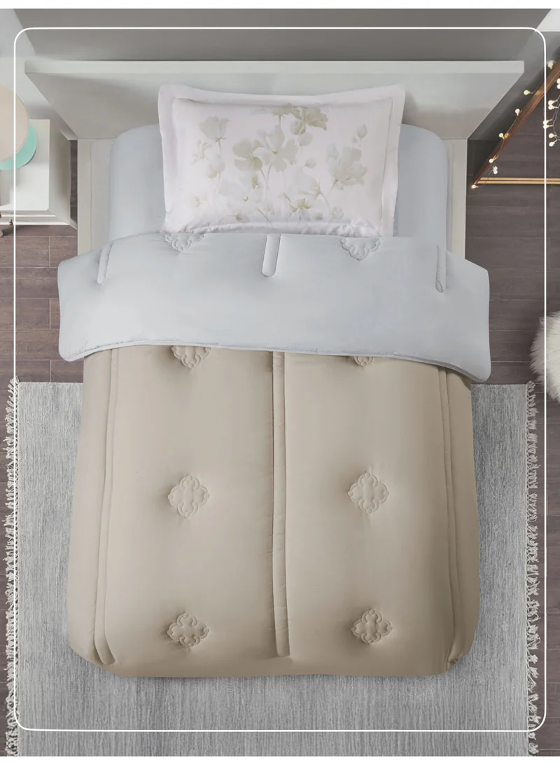 Donetella Bedding Comforter Set, Single Size 170x230 cm - 2-Pcs Digital Print Quilted Bed Set, Microfiber Fabric - 1 Comforter And 1 Pillow Sham