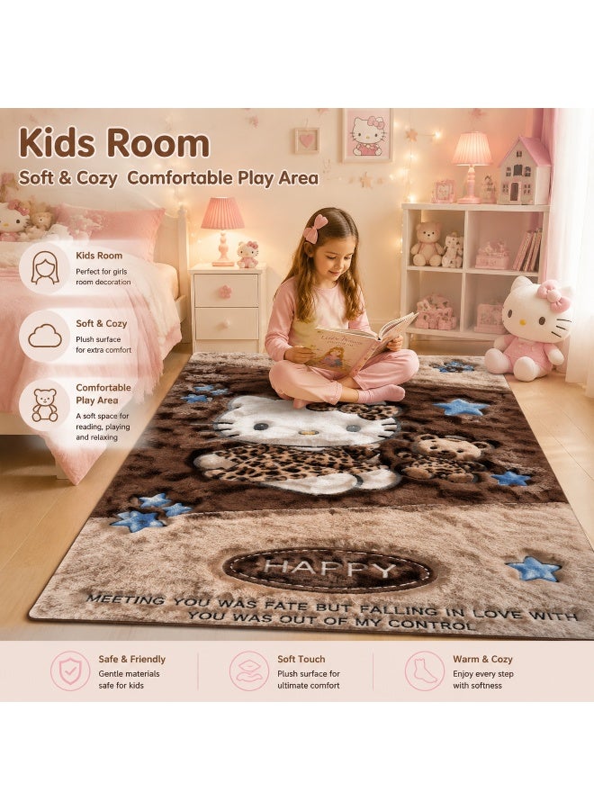 Cute Plush Area Rug 60×160cm, Soft Fluffy Cartoon Floor Carpet, Cozy Bedroom Rug for Kids Room Playroom Living Room Home Decor - Image 2