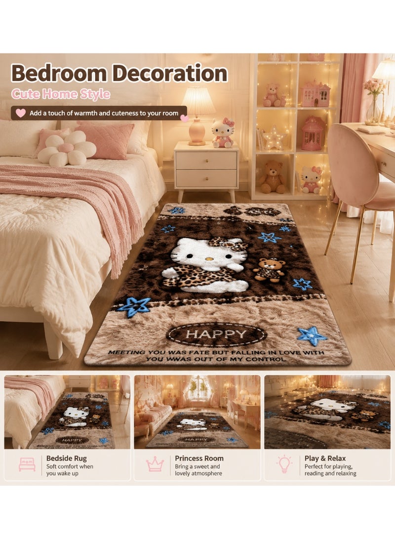 Cute Plush Area Rug 60×160cm, Soft Fluffy Cartoon Floor Carpet, Cozy Bedroom Rug for Kids Room Playroom Living Room Home Decor - Image 3