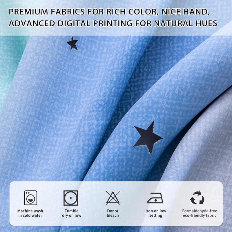 XiDi Blue Blackout Curtains for Boy Rooms Green Curtains for Bedroom Grey Window W34 X L63 - Image 3