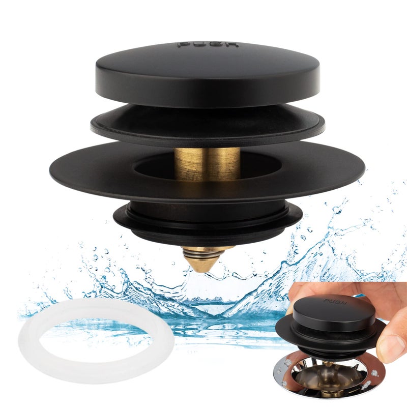 Artiwell Universal Tip Toe Bath Drain Stopper and Cover, Bathtub Drain Stopper, Replaces Lift and Turn, Tip-Toe and Trip Lever drains for Tub, EZ Installation and Clearing (MATT Black) - Image 2