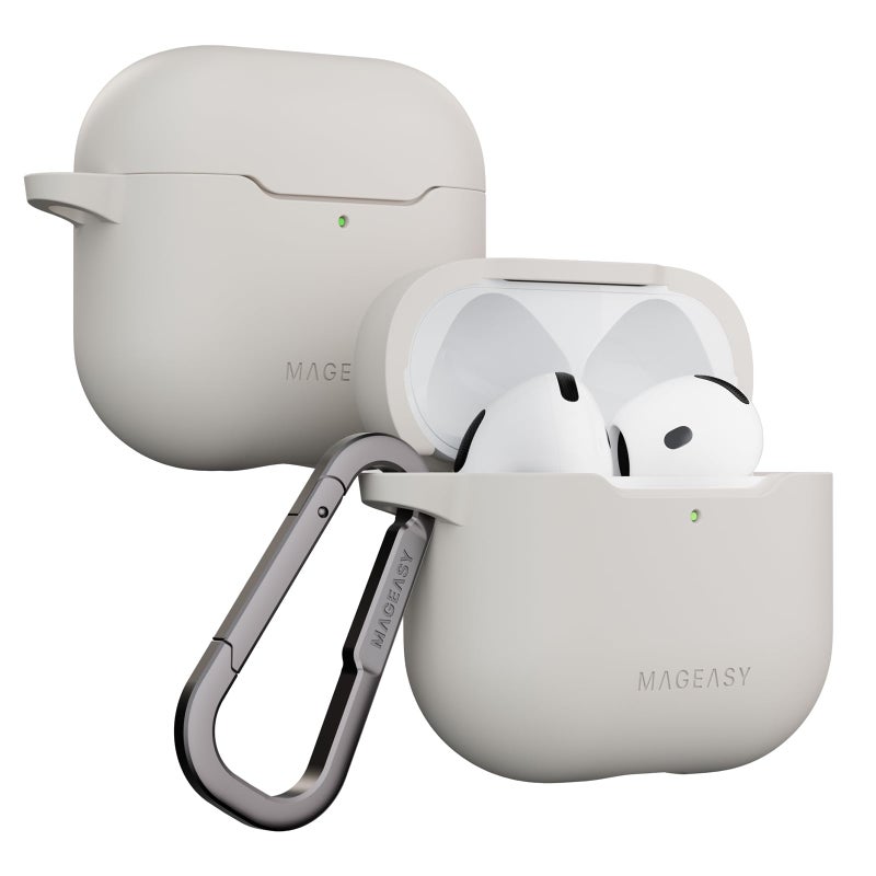 MAGEASY Designed for AirPods 4 Case - Shockproof Protective Case for AirPods 4, Stain-Resistant, Smooth & Skin-Friendly, Support Wireless Charging - Skin (Starlight White) - Image 1
