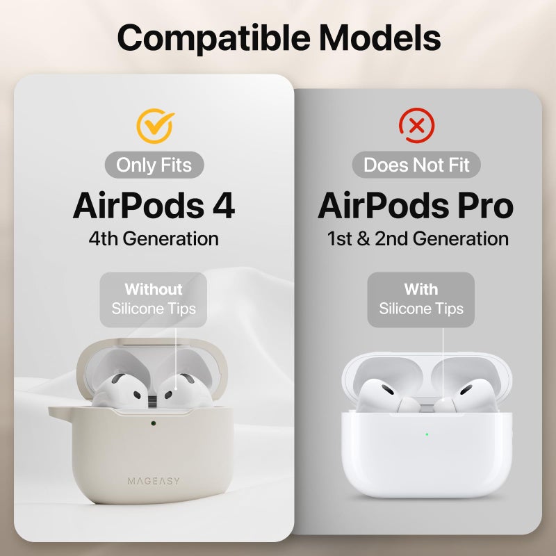 MAGEASY Designed for AirPods 4 Case - Shockproof Protective Case for AirPods 4, Stain-Resistant, Smooth & Skin-Friendly, Support Wireless Charging - Skin (Starlight White) - Image 2
