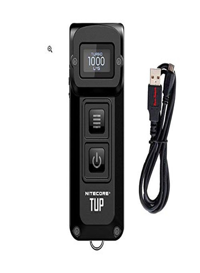 Nitecore TUP Intelligent Pocket Light - 1000 Lumen - OLED Display with Bonus Eco-Sensa Micro USB Charging Cable - Two Color Choices (BLACK) - Image 1