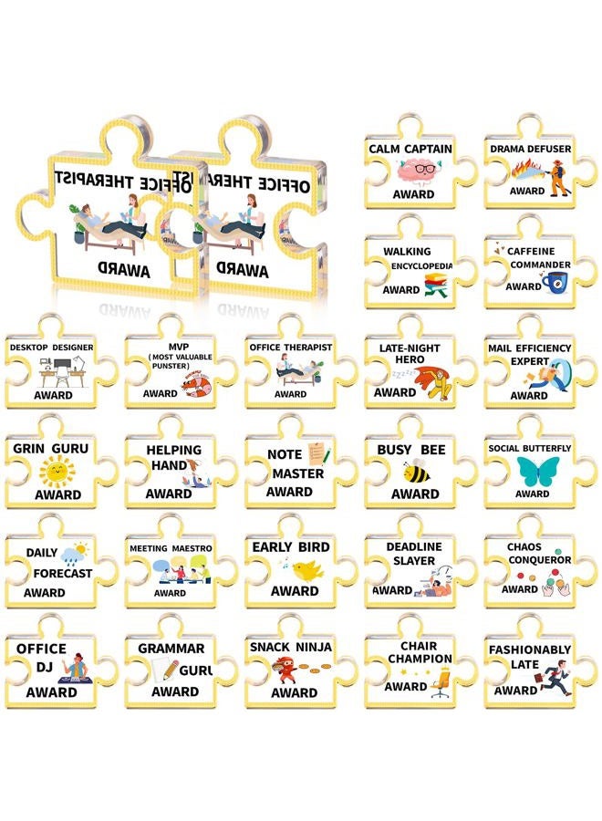 Cinnvoice 25 Pcs Acrylic Awards Trophies Bulk Set Motivational Printed Office Awards Funny Office Team Gifts Trophy for Employee Appreciation, Recognition, Events (Puzzle) - Image 1