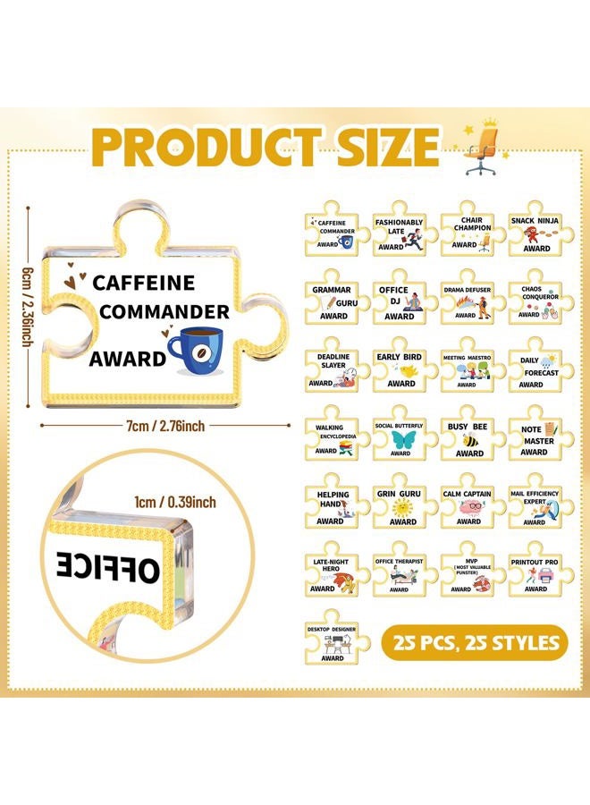 Cinnvoice 25 Pcs Acrylic Awards Trophies Bulk Set Motivational Printed Office Awards Funny Office Team Gifts Trophy for Employee Appreciation, Recognition, Events (Puzzle) - Image 2