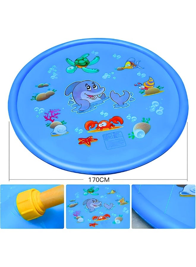 Chase Up Kids Splash Pad, 100 cm Ocean Theme Water Play Mat, BPA-Free PVC Sprinkler Pad - Image 3