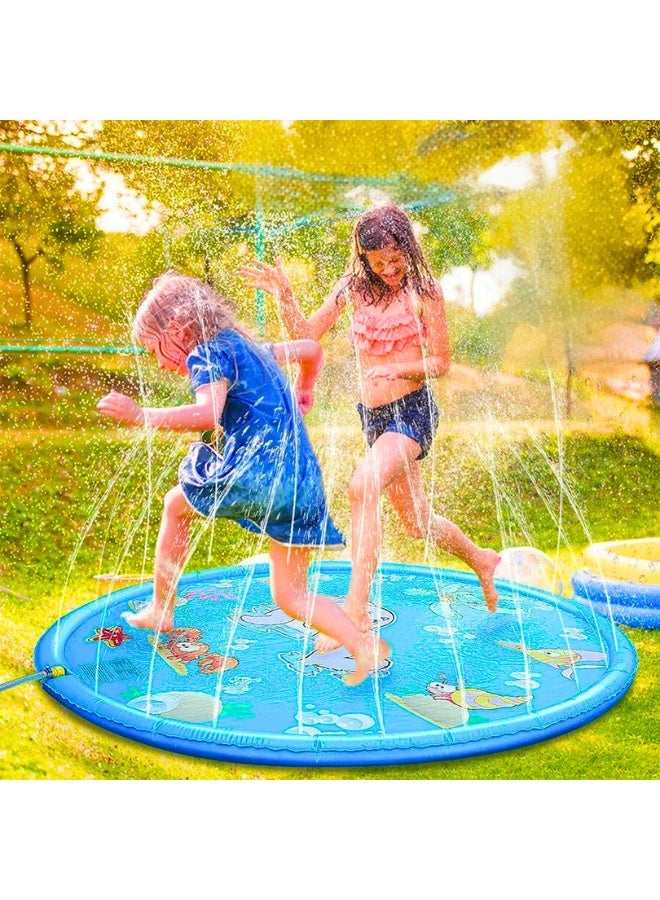 Chase Up Kids Splash Pad, 100 cm Ocean Theme Water Play Mat, BPA-Free PVC Sprinkler Pad - Image 2
