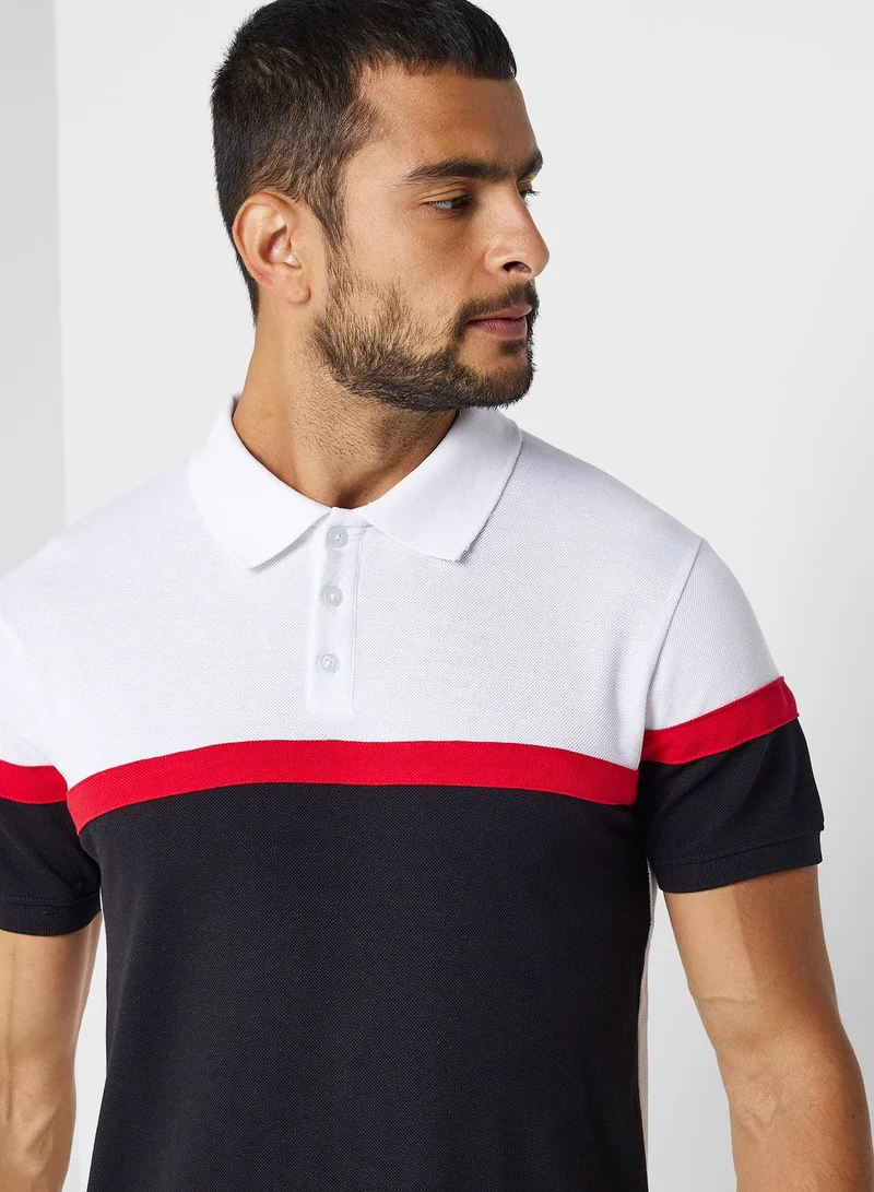 Seventy Five Colour Block Polo Shirt