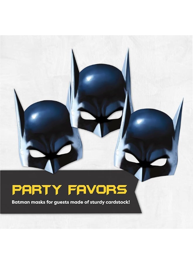 Unique Batman Birthday Party Supplies | Batman Party Supplies | Batman Birthday Decorations | Batman Party Decorations | With Banner, Table Cover, Masks, Plates, Napkins, Button | For Boys or Girls | Serves - Image 4