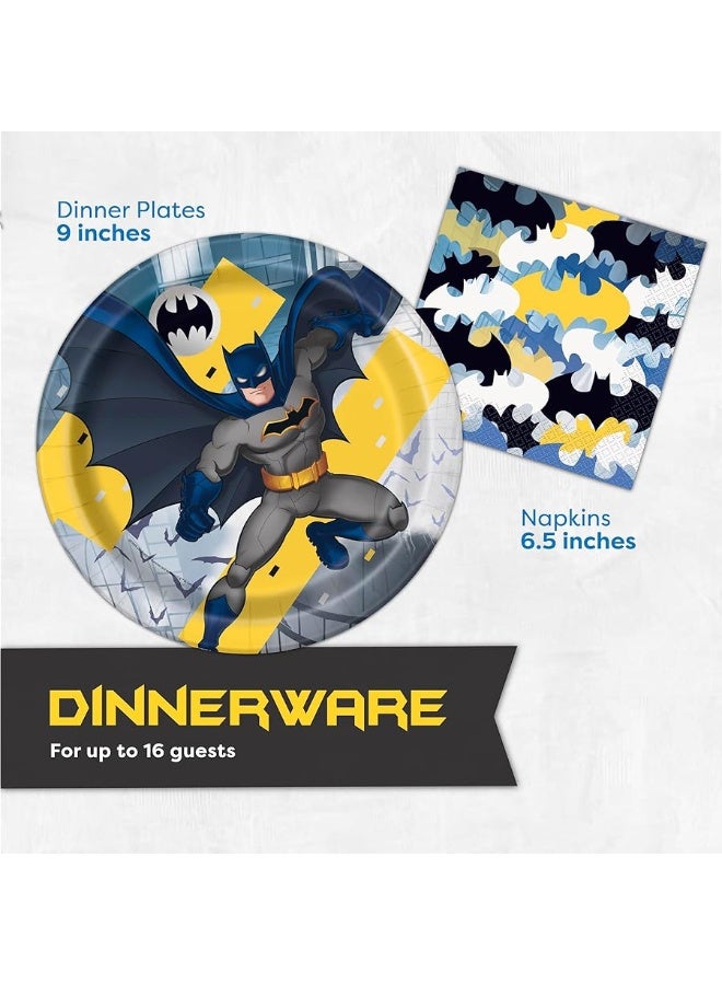 Unique Batman Birthday Party Supplies | Batman Party Supplies | Batman Birthday Decorations | Batman Party Decorations | With Banner, Table Cover, Masks, Plates, Napkins, Button | For Boys or Girls | Serves - Image 5