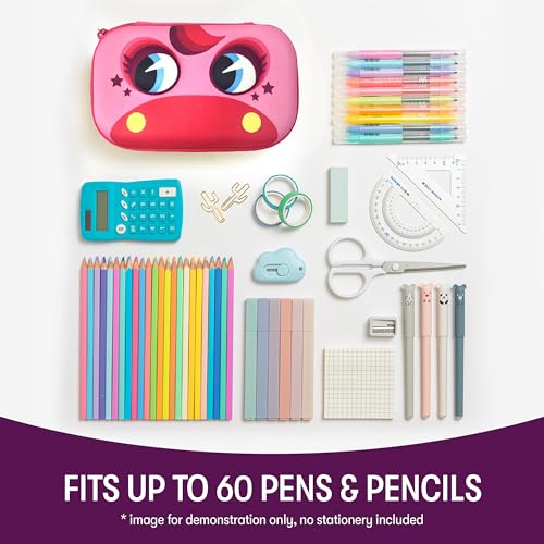 ZIPIT Pony Pencil Box for Girls, Large Capacity Cute Pencil Case for School, Stationery Organizer Box, Pink - Image 4