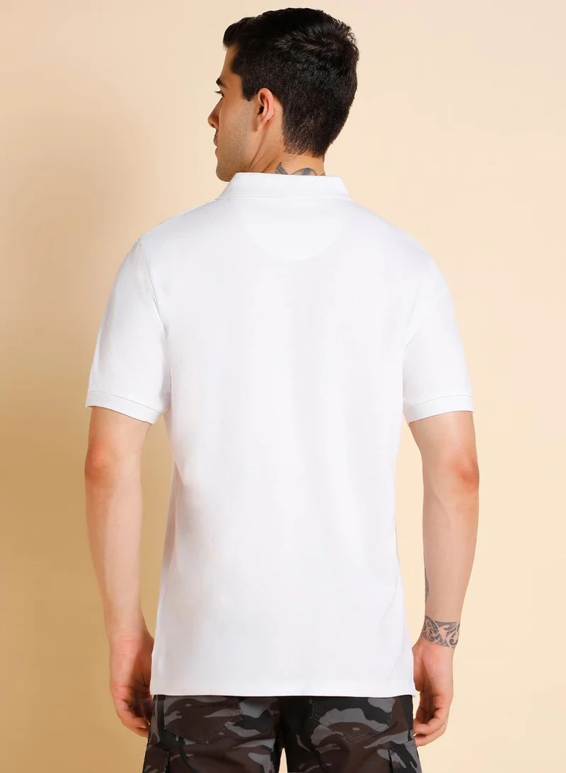 Dennis Lingo White T-Shirt for Men, 100% Cotton, Regular Fit