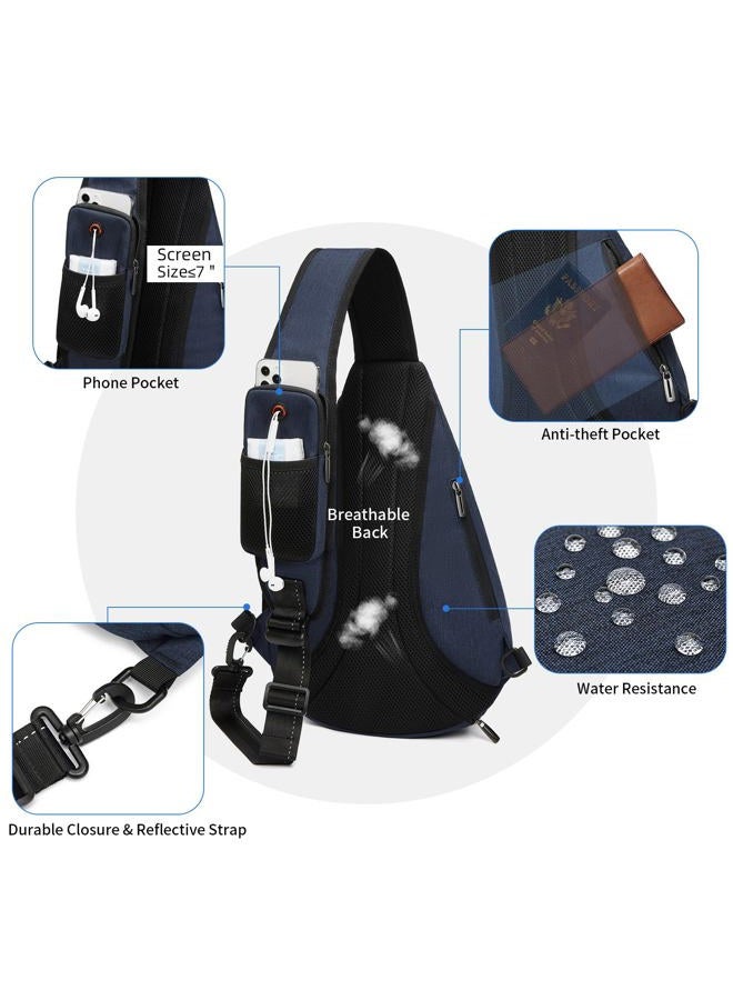 TUDEQU Sling Bags for Men,8 Pockets One Shoulder Backpack Large 19L,Crossbody,Single Strap,Black,Travel,Hiking,Women, 8-dark Blue, L, Hiking Backpack - Image 4