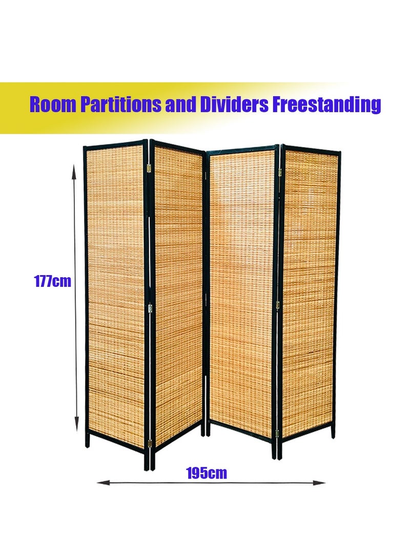 Generic 𝐅𝐅𝐃 175x195cm Wooden Room Divider with Foldable Panels | Freestanding Privacy Screen for Living Room, Bedroom, Office & Study | Lightweight Natural Finish Partition  - Image 2