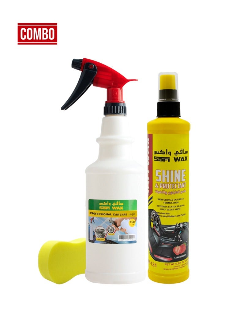 Safi WAX Safi Wax Car Care Combo – Shine & Protectant Spray + Applicator & Bottle (750ml) for Deep Gloss and Interior Protection. - Image 1