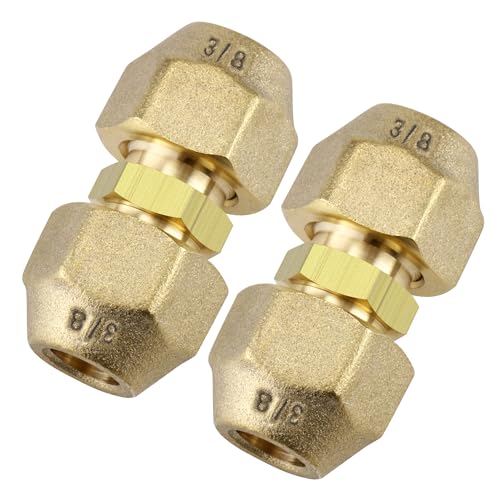 Timsec 2Packs AC Copper Pipe Extension Joint Connectors, 3/8-Inch Air Conditioning Pipe Coupling Adapters with Flare Nuts and Connectors, Free Welding, For Butt Copper Tube Diameter 3/8" (9.53mm) - Image 1