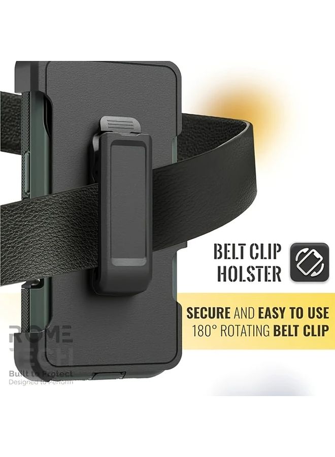 Dark Green Rugged Phone Case with Belt Clip Stand for iPhone 17 Pro Dual Layer Shockproof - Image 4