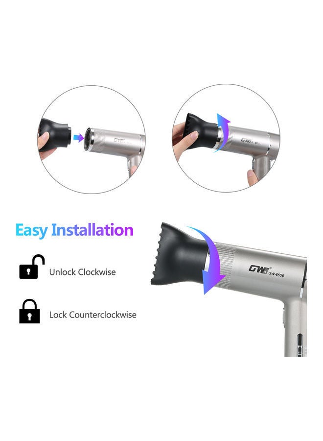 NIBEMINENT Hair Dryer With 3 Nozzles Silver - Image 3