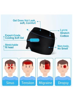 Hihonor Headache Relief Hat, Ice Gel Headache Migraine Relief Hat, Cold Hot Therapy Headache Relief Cap for Puffy Eyes, Tension, Sinus & Stress Relief (Black)  - Image 3