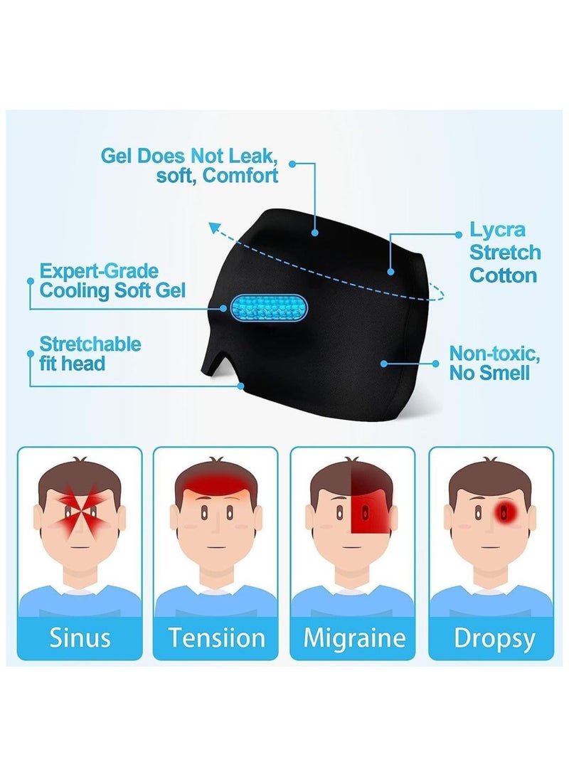 Hihonor Headache Relief Hat, Ice Gel Headache Migraine Relief Hat, Cold Hot Therapy Headache Relief Cap for Puffy Eyes, Tension, Sinus & Stress Relief (Black) - Image 3