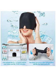 Hihonor Headache Relief Hat, Ice Gel Headache Migraine Relief Hat, Cold Hot Therapy Headache Relief Cap for Puffy Eyes, Tension, Sinus & Stress Relief (Black)  - Image 4