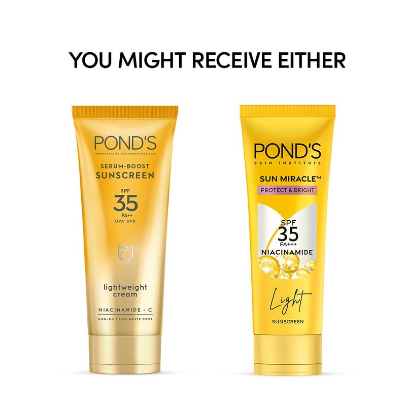 PONDS PONDs Sun Miracle Spf 35 Pa Light Sunscreen For All SkinProtect Bright With Niacinamide Prevent Fade Dark Patches Lightweight No White Cast 50G1 Count - Image 3
