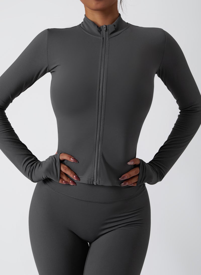KAWN.YOGA Womens Fitted High-Neck Jacket - Image 3