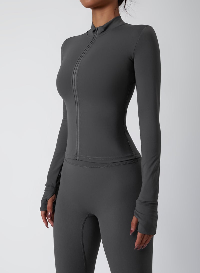 KAWN.YOGA Womens Fitted High-Neck Jacket - Image 4