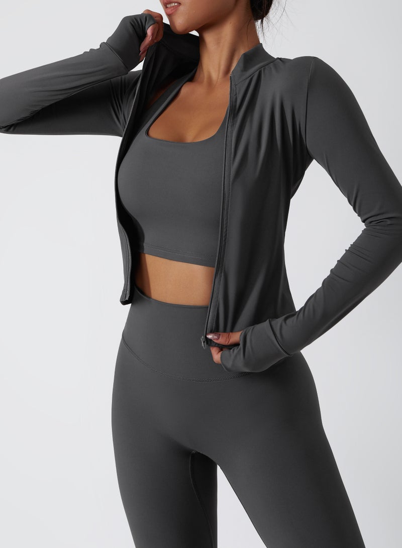 KAWN.YOGA Womens Fitted High-Neck Jacket - Image 1
