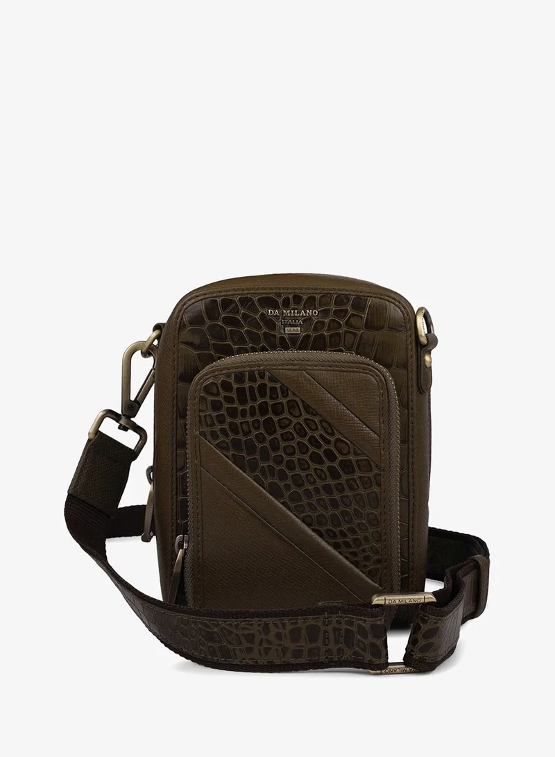 Da Milano Da Milano Genuine Leather Green Sling Bag
