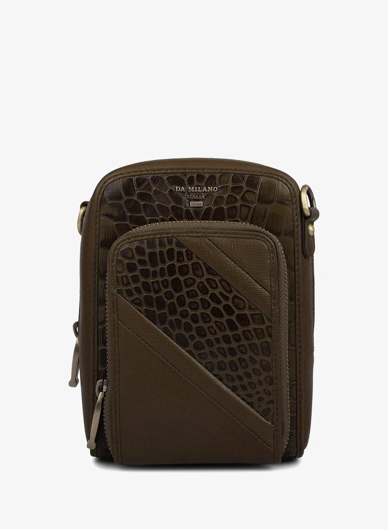 Da Milano Da Milano Genuine Leather Green Sling Bag