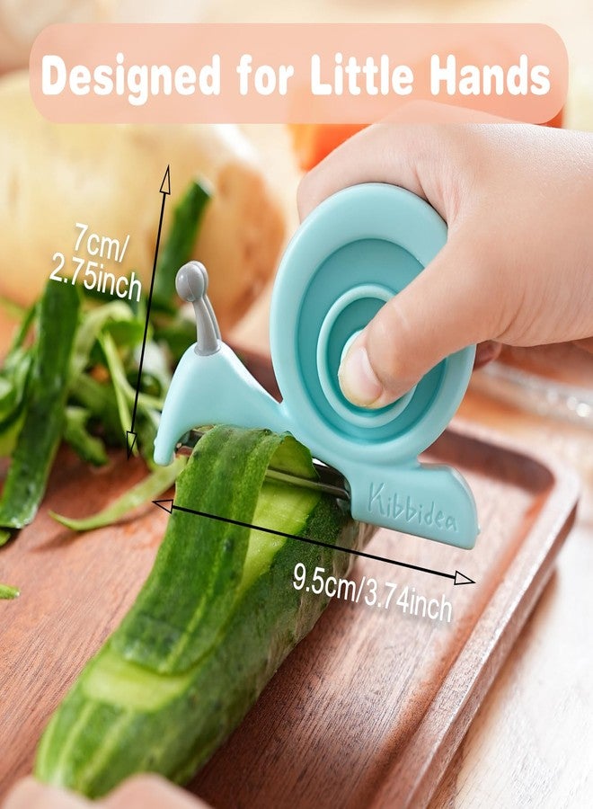 Kibbidea Vegetable Peeler, Kids Potato Fruit Peeler for Kitchen with Cut-proof Glove, Kids Cute Kitchen Accessories (Blue) - Image 4