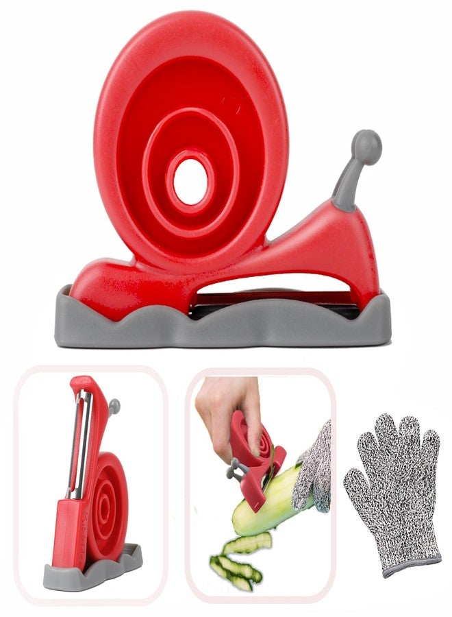 Kibbidea Vegetable Peeler, Kids Potato Fruit Peeler for Kitchen with Cut-proof Glove, Kids Cute Kitchen Accessories (Blue) - Image 1