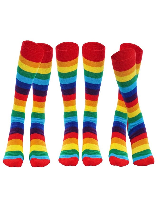 Topbuti 3 Pairs Cotton Rainbow Socks Colorful Striped Knee High Socks LGBTQ Gay Pride Socks for Women Men - Image 1