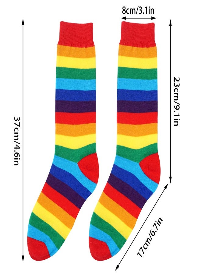 Topbuti 3 Pairs Cotton Rainbow Socks Colorful Striped Knee High Socks LGBTQ Gay Pride Socks for Women Men - Image 2