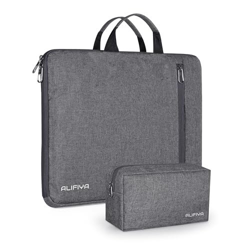 Alifiya 16 Inch Laptop Sleeve Cover Bag with Charger Pouch - Water-Resistant Case for MacBook, Dell, HP, Lenovo - Ideal for Office & Travel Use - Grey - Image 1
