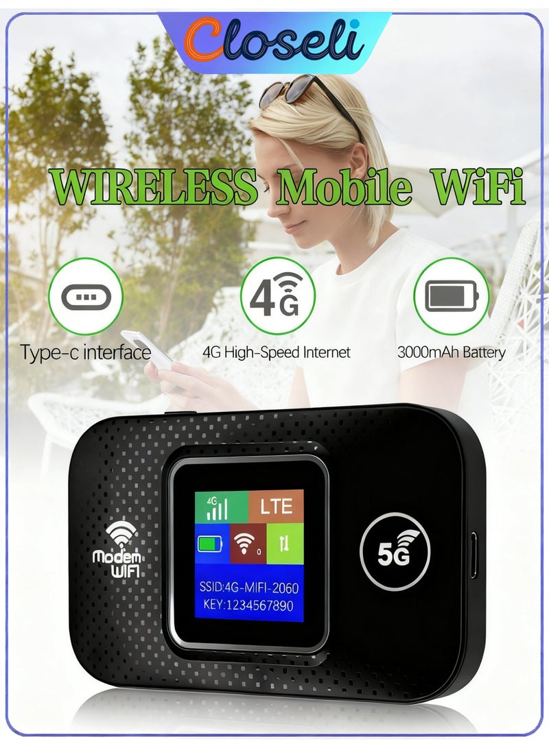 Closeli Portable Mobile WiFi, Pocket WiFi, 4GRouter, CPE Wireless Router, LTE Modem,Support 5G SIM Card, 3000mAh,300Mbps,Plug & Play, WPA/WPA2 Security Encryption,Stable Signal, Wide Coverage, Up to 10 Devices,for Travel,Home,Office Work,Outdoor - Image 1