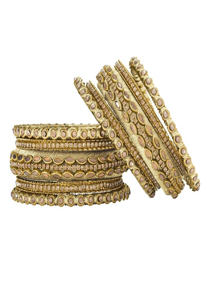 Aheli Silk Thread Faux Stone Studded Bangle Set Chuda Ethnic Indian Wedding Wear Fashion Jewelry Gift for Women|Mothers Day Gifts for Mom - Image 5