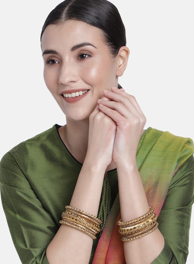 Aheli Silk Thread Faux Stone Studded Bangle Set Chuda Ethnic Indian Wedding Wear Fashion Jewelry Gift for Women|Mothers Day Gifts for Mom - Image 2