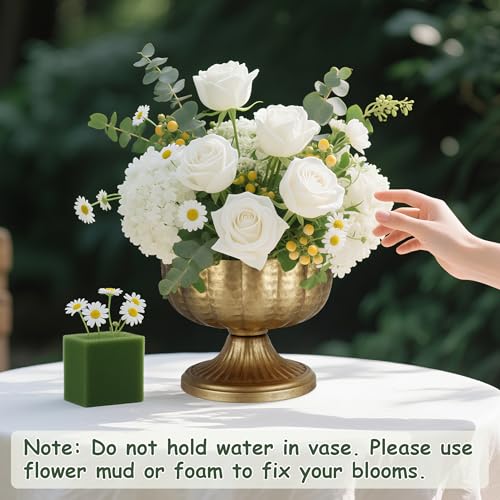 ASHELYULLA Retro Gold Vases for Centerpieces Set of 8 Brass Metal Vases for Flowers Decorative Pedestal Bowl for Table Centerpieces Floral Arrangments on Housewarming Wedding Party - Image 4