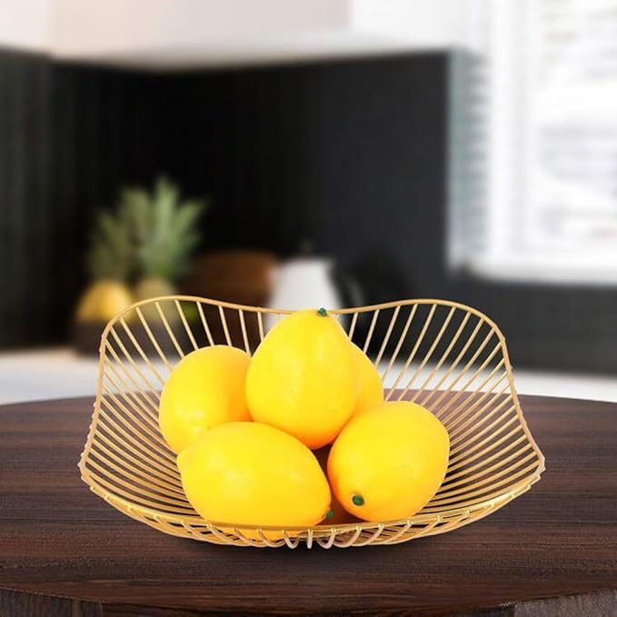 BS B&S Golden Wire Fruit Basket 26*26*6cm – Elegant Metal Storage Basket for Fruits, Vegetables, and Decorative Items – Durable, Stylish Home & Kitchen Organizer – Modern Gold Finish - Image 4