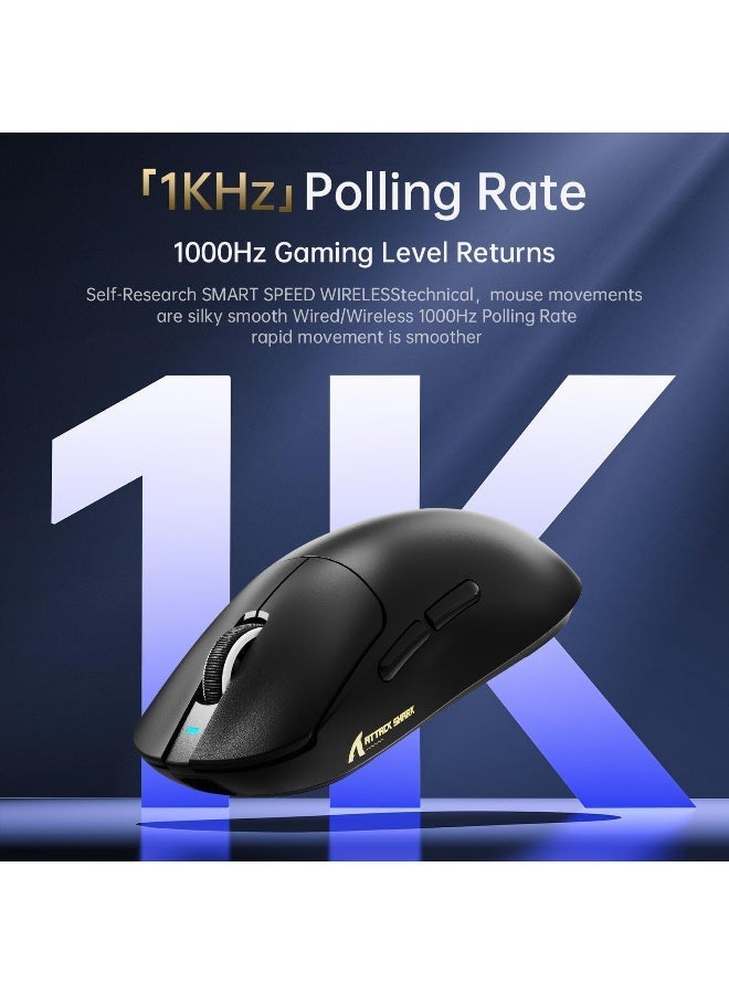 ATTACK SHARK X8PLUS Tri-Mode Wireless Gaming Mouse, 55g Lightweight, Black - Image 4