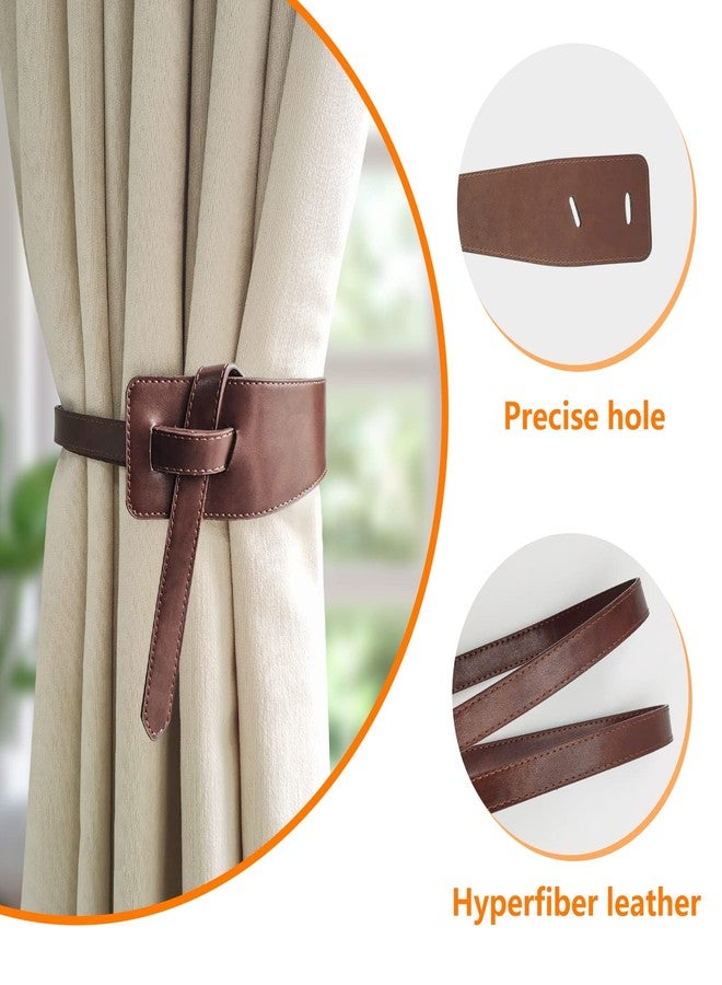 Rddconkit Leather Curtain Tie Backs, 4 Piece Minimalist Leather Drapery Tiebacks, Window Treatment Holdbacks, Vintage Style Curtain Tie Backs Curtain Buckle (Coffee) - Image 4