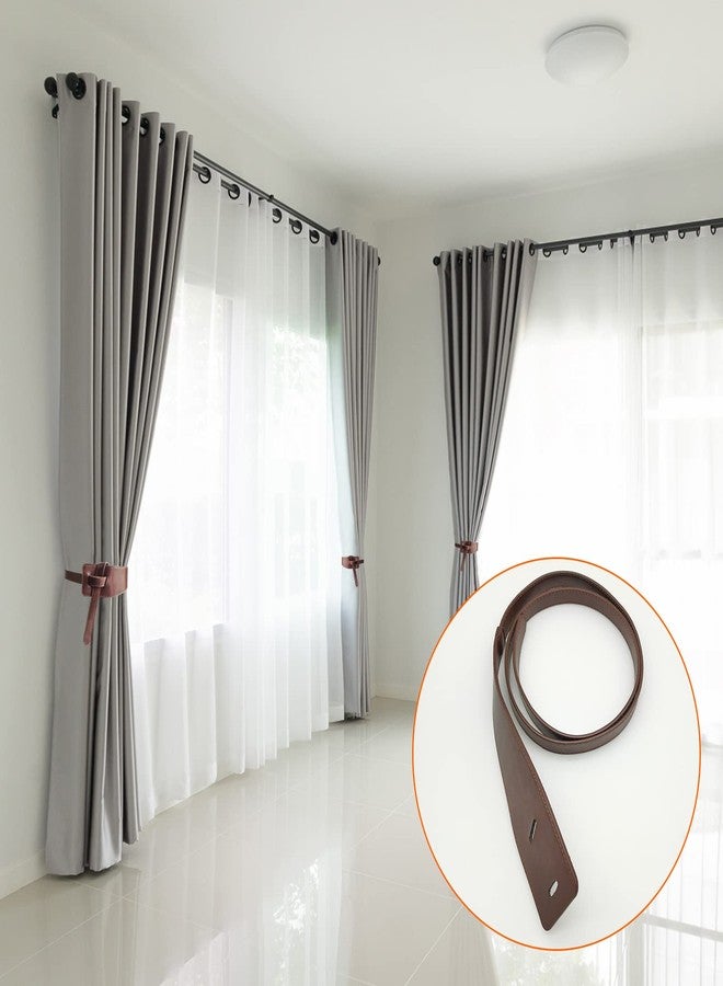 Rddconkit Leather Curtain Tie Backs, 4 Piece Minimalist Leather Drapery Tiebacks, Window Treatment Holdbacks, Vintage Style Curtain Tie Backs Curtain Buckle (Coffee) - Image 5