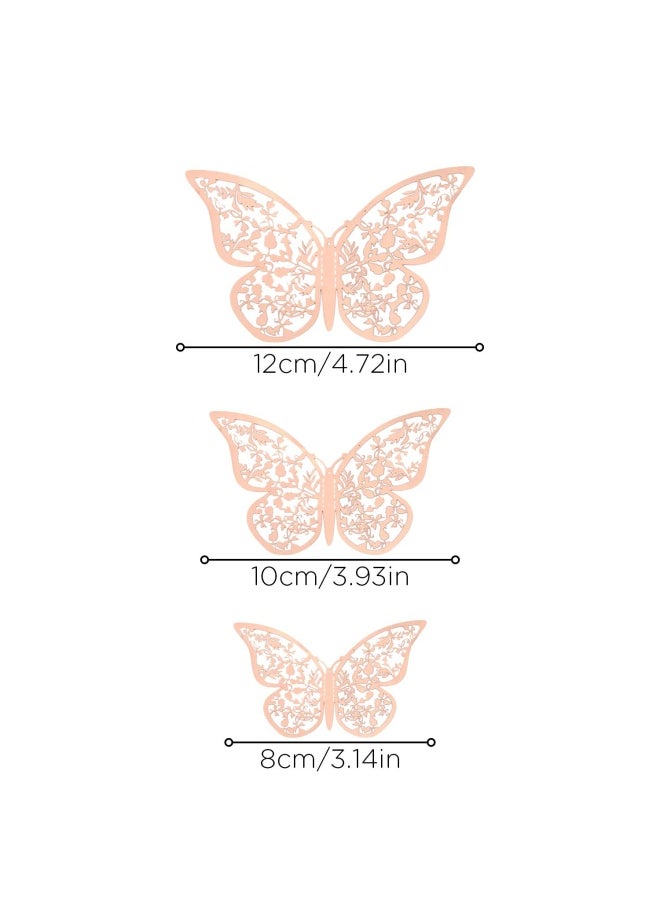 AIEX Aiex 24Pieces 3D Butterfly Wall Stickers 3 Sizes Butterfly Wall Decals Room Wall Decoration For Bedroom Party Wedding Decors Rose Gold  - Image 2